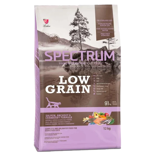 sterilscpec Spectrum Low Grain Sterilised Somon Kısırlaştırılmış Kedi Maması 12 Kg - Görsel 1