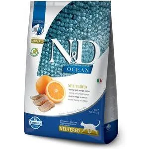 ND1 ND Ocean Tahılsız Kısır Ringa Balıklı Portakallı Yetişkin Kedi Maması 1.5Kg - Görsel 1