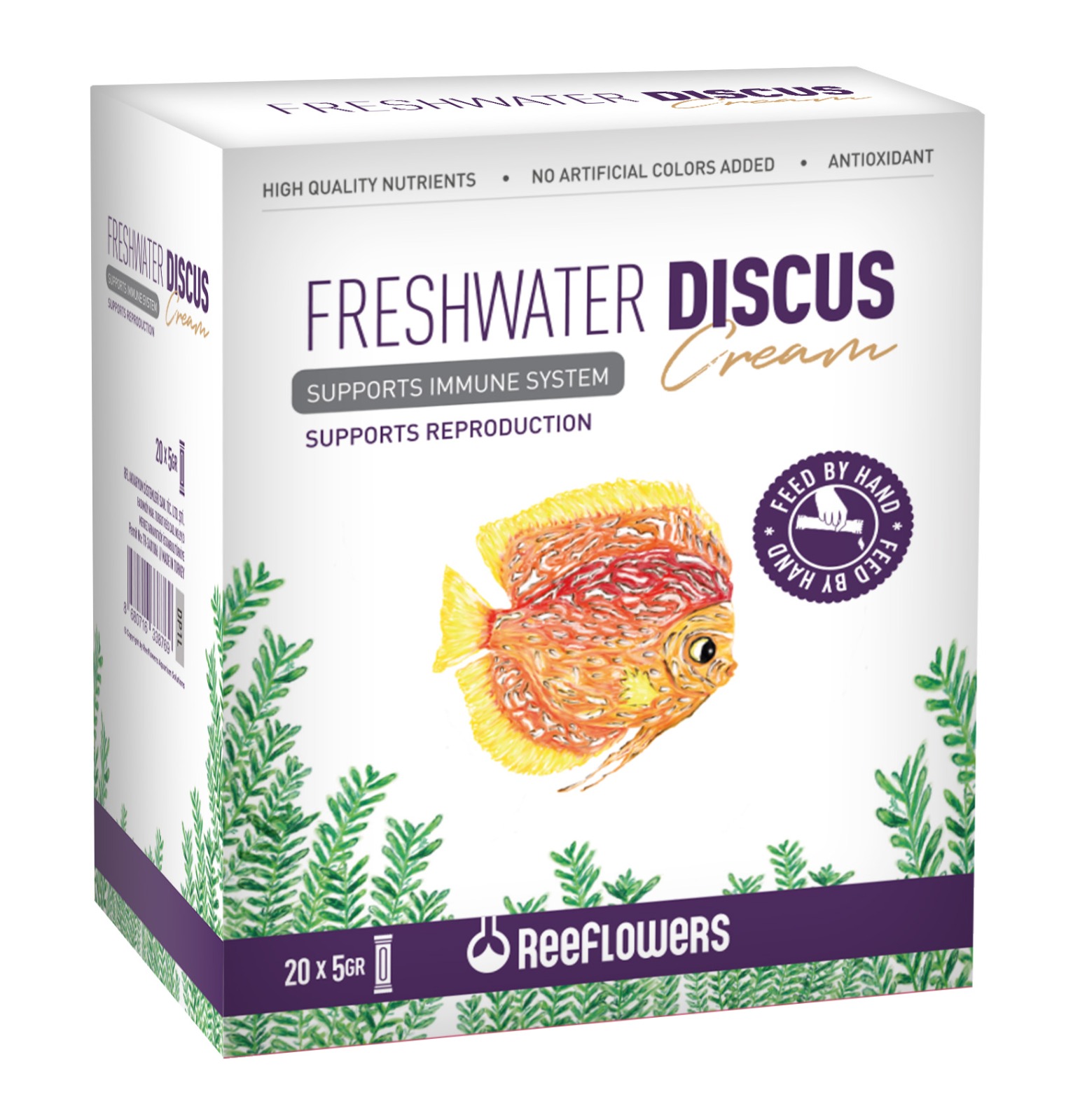 WhatsApp Image 2026-01-27 at 12.29.06 (1) Reeflowers Freshwater Discus Cream 20×5gr Sıvı Balık Yemi - Görsel 1