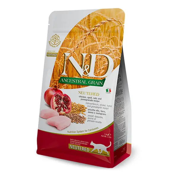 8010276031341-1 ND Düşük Tahıllı Tavuk Etli ve Narlı Kısırlaştırılmış Yetişkin Kedi Maması 10 Kg - Görsel 1