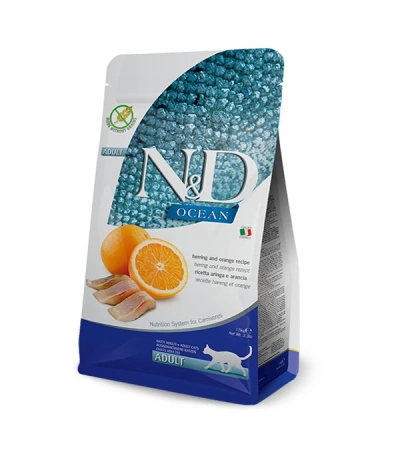 ND Ocean Ringa Balığı Portakallı Tahılsız Yetişkin Kedi Maması 1.5 Kg