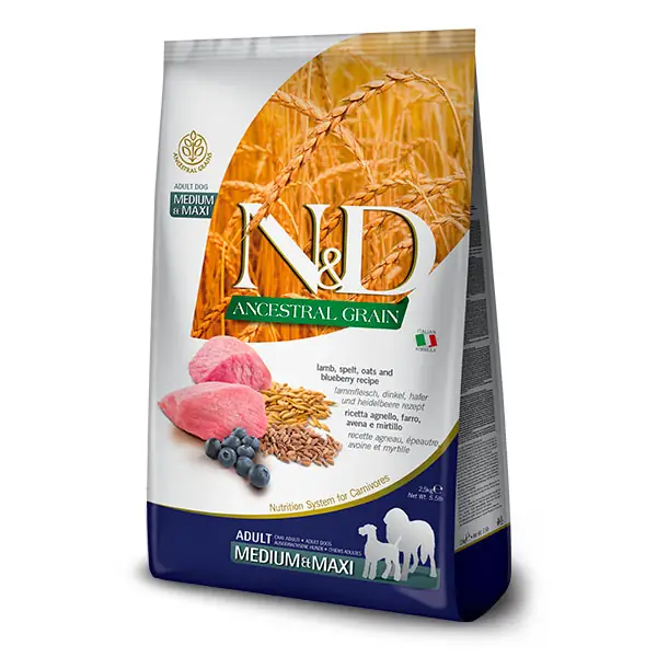 8010276362858-1 ND Düşük Tahıllı Kuzu Etli ve Yaban Mersinli Medium Maxi Yetişkin Köpek Maması 12 Kg - Görsel 1
